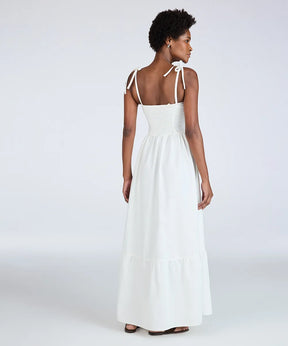 Vestido Midi de Sarja com Amarração